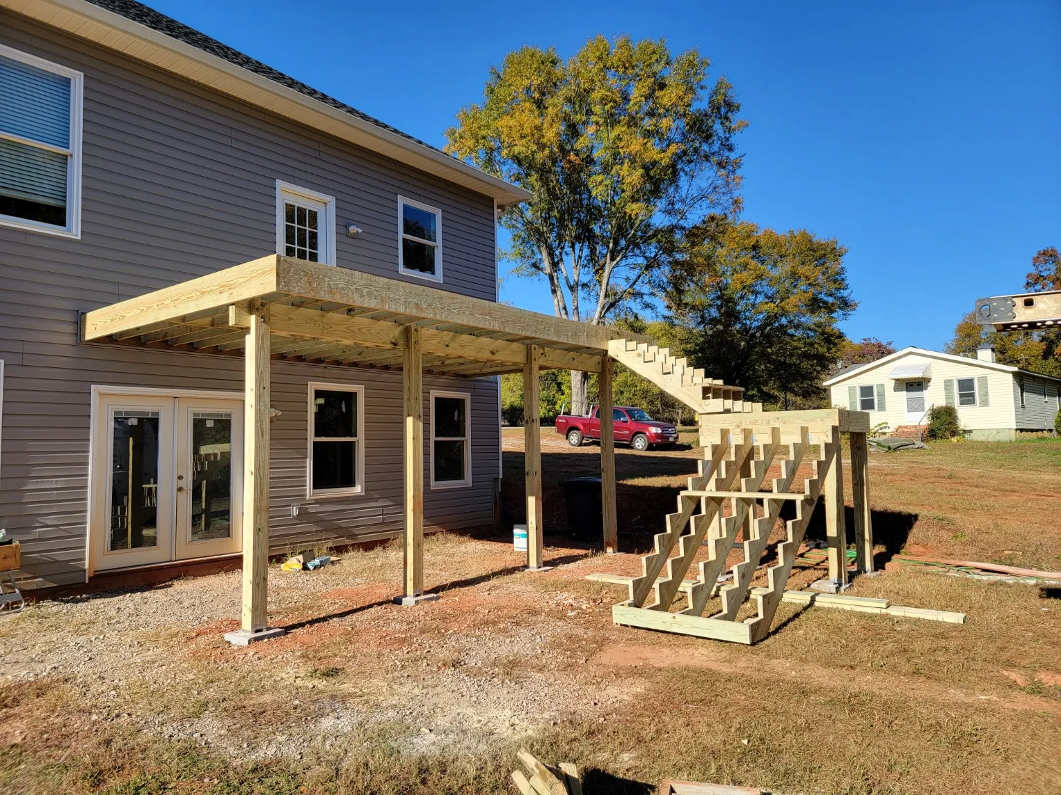 Large wood deck